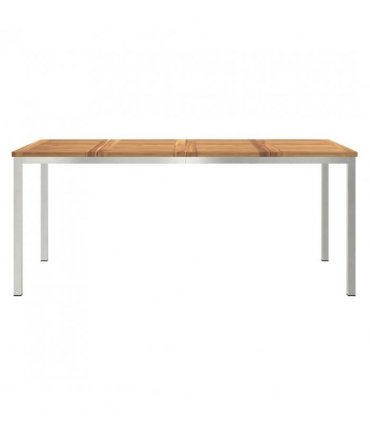 vidaXL Dining Table 180x90x75 cm Solid Acacia Wood and Stainless Steel