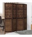 vidaXL Room Divider 4 Panels Dark Brown Solid Wood Paulownia