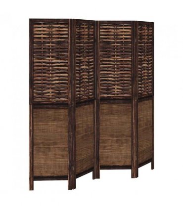 vidaXL Room Divider 4 Panels Dark Brown Solid Wood Paulownia