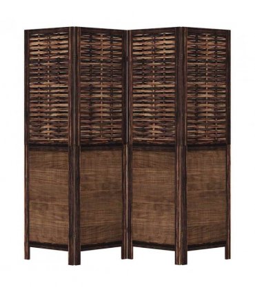 vidaXL Room Divider 4 Panels Dark Brown Solid Wood Paulownia