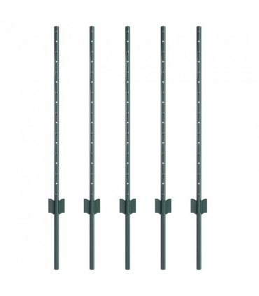 vidaXL Embedded Fence Post 5 pcs Green 120 cm Powder-Coated Steel