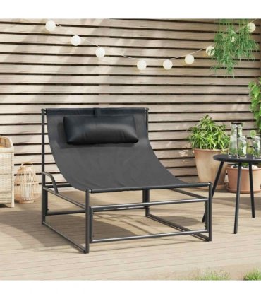 vidaXL Garden Lounger Chair Anthracite 87x74x73 cm Steel and Textilene