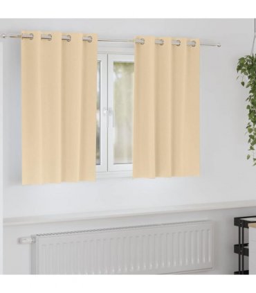 vidaXL Blackout Curtains with Rings 2 pcs Cream 140 x 140 cm Polyester