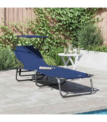 vidaXL Folding Sun Lounger Folding Blue 190 x 57 x 81 cm Oxford