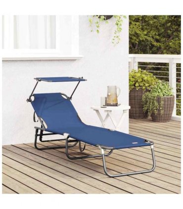 vidaXL Folding Sun Lounger Folding Blue 190 x 57 x 81 cm Oxford