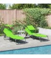 vidaXL Folding Sun Lounger Folding 2 pcs Green 190 x 57 x 81 cm Oxford