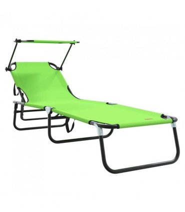 vidaXL Folding Sun Lounger Folding 2 pcs Green 190 x 57 x 81 cm Oxford