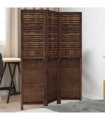 vidaXL Room Divider 3 Panels Dark Brown Solid Wood Paulownia