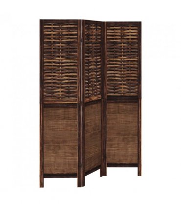 vidaXL Room Divider 3 Panels Dark Brown Solid Wood Paulownia