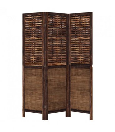 vidaXL Room Divider 3 Panels Dark Brown Solid Wood Paulownia