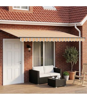vidaXL Manual Retractable Awning with LEDs 4 x 3 m