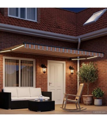 vidaXL Manual Retractable Awning with LEDs 4 x 3 m