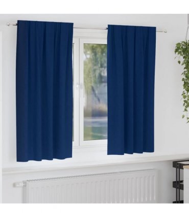 vidaXL Blackout Curtains with Rings 2 pcs Dark Blue 175 x 140 cm
