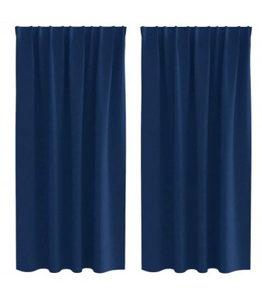 vidaXL Blackout Curtains with Rings 2 pcs Dark Blue 175 x 140 cm