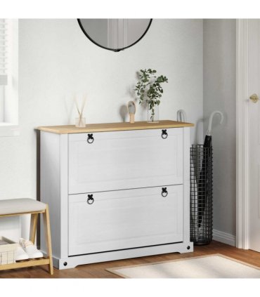 vidaXL Shoe Cabinet Corona White 99 x 32 x 85 cm Solid Pine Wood
