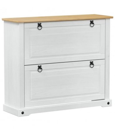 vidaXL Shoe Cabinet Corona White 99 x 32 x 85 cm Solid Pine Wood