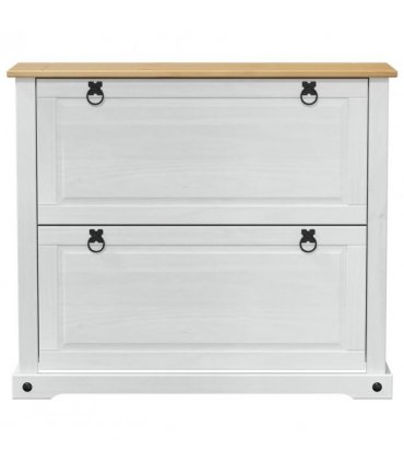 vidaXL Shoe Cabinet Corona White 99 x 32 x 85 cm Solid Pine Wood
