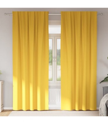 vidaXL Blackout Curtains with Rings 2 pcs Mustard Yellow 245 x 140 cm