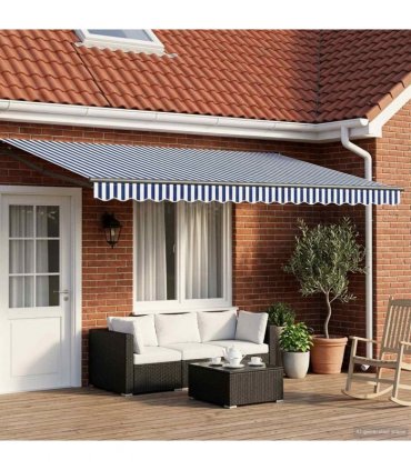 vidaXL Manual Retractable Awning with LEDs 5 x 3 m