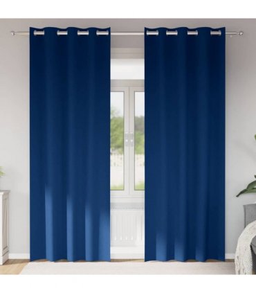 vidaXL Blackout Curtains with Rings 2 pcs Dark Blue 245 x 140 cm
