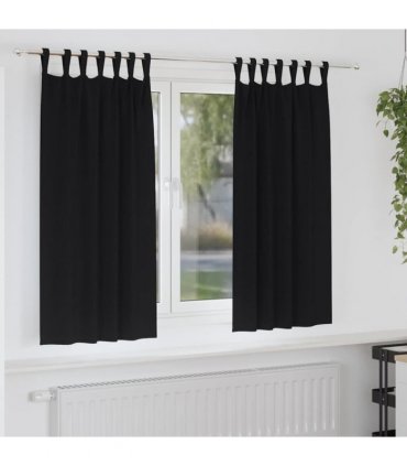 vidaXL Blackout Curtains with Rings 2 pcs Black 175 x 140 cm Polyester