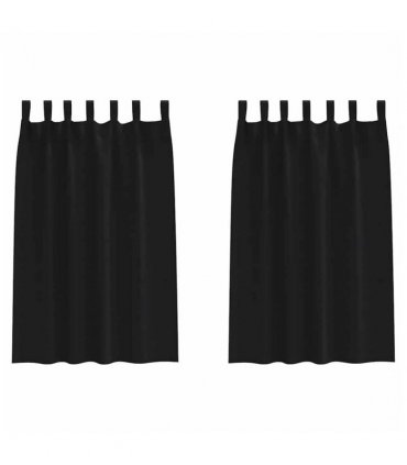 vidaXL Blackout Curtains with Rings 2 pcs Black 175 x 140 cm Polyester