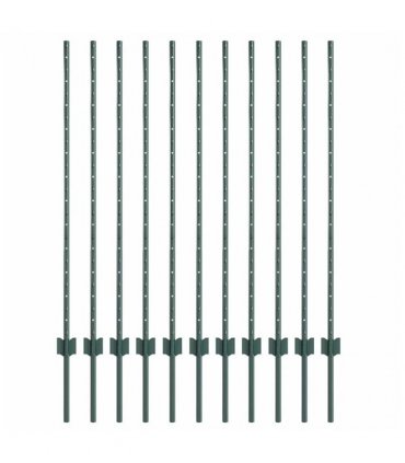 vidaXL Embedded Fence Post 11 pcs Green 160 cm Powder-Coated Steel