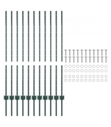 vidaXL Embedded Fence Post 11 pcs Green 160 cm Powder-Coated Steel