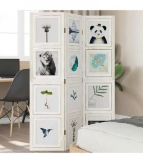 vidaXL Room Divider 3 Panels White Solid Wood Paulownia
