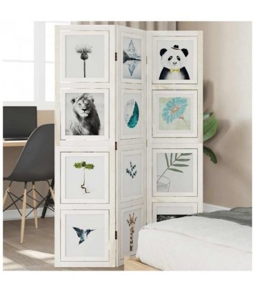 vidaXL Room Divider 3 Panels White Solid Wood Paulownia