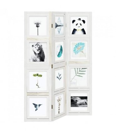 vidaXL Room Divider 3 Panels White Solid Wood Paulownia