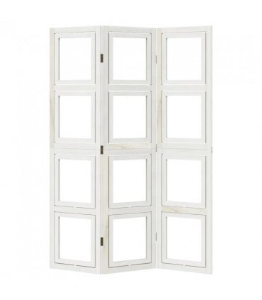 vidaXL Room Divider 3 Panels White Solid Wood Paulownia