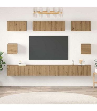 vidaXL TV Cabinet Set Wall-mounted 8 pcs Artisan Oak Engineered Wood