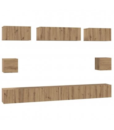 vidaXL TV Cabinet Set Wall-mounted 8 pcs Artisan Oak Engineered Wood