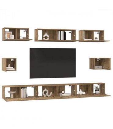 vidaXL TV Cabinet Set Wall-mounted 8 pcs Artisan Oak Engineered Wood