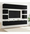 vidaXL TV Cabinet Set Wall-mounted Black Oak Engineered Wood