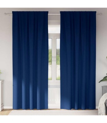 vidaXL Blackout Curtains with Rings 2 pcs Dark Blue 260 x 140 cm