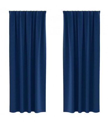 vidaXL Blackout Curtains with Rings 2 pcs Dark Blue 260 x 140 cm