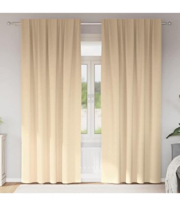 vidaXL Blackout Curtains with Rings 2 pcs Cream 245 x 140 cm Polyester