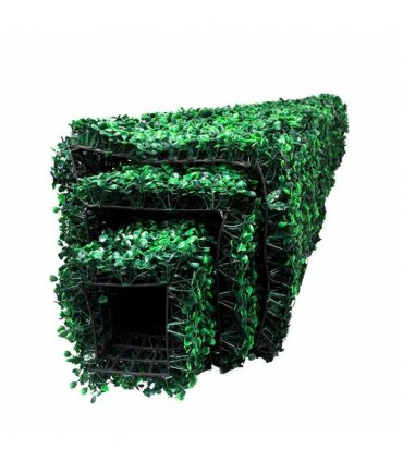 Set of 3 Artificial Boxwood Pyramid Topiary