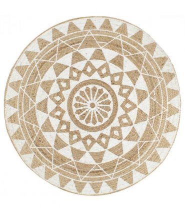 vidaXL Handmade Rug Jute with White Print 90 cm
