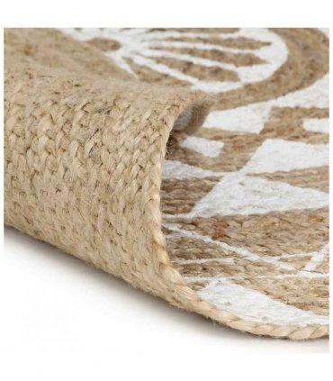 vidaXL Handmade Rug Jute with White Print 90 cm