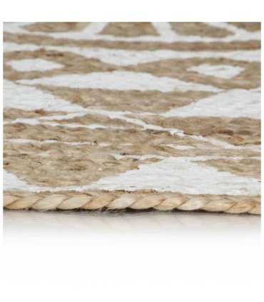 vidaXL Handmade Rug Jute with White Print 90 cm