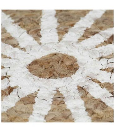 vidaXL Handmade Rug Jute with White Print 90 cm