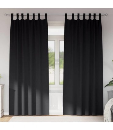 vidaXL Blackout Curtains with Rings 2 pcs Black 225 x 140 cm Polyester