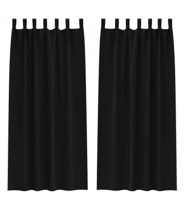 vidaXL Blackout Curtains with Rings 2 pcs Black 225 x 140 cm Polyester
