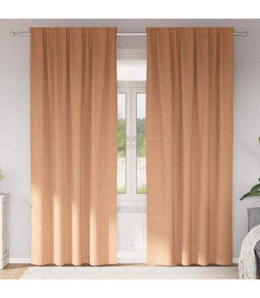 vidaXL Blackout Curtains with Rings 2 pcs Light Brown 260 x 140 cm