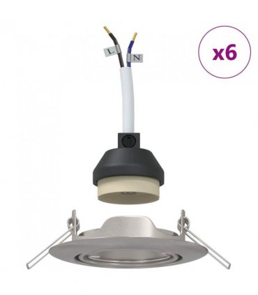 vidaXL Spotlight 6 pcs Silver 9 x 9 x 2.5 cm Metal