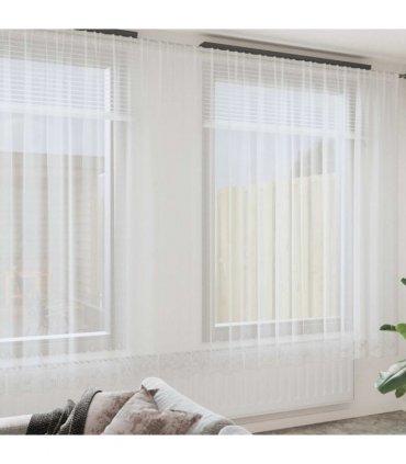 vidaXL Lace Curtain with Curtains Floral White 260 x 900 cm Polyester