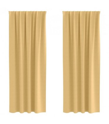 vidaXL Blackout Curtains with Rings 2 pcs Beige 225 x 140 cm Polyester